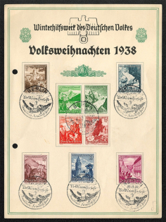 1938 Souvenir Sheet 38/26 franked with the Winter Relief Fund set of November 1938 cancelled by handstamp in Berlin