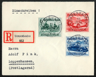 1939 Registered cover franked with Scott B134-B136 and cancelled 13 June Loppenhausen