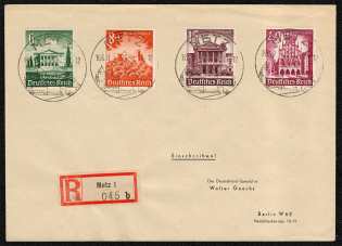 1941 Registered cover franked with four values of the Winterhilfe issue Mailed from Metz