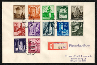 1941 General Government Registered cover franked with Michel 40-51, the Buildings of Krakau, Lublin und Warschau