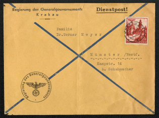 1941 General Government Official Mail franked with Scott N63 and posted in Krakau