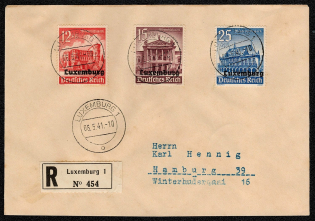 1941 German Occupation Luxembourg Official Cover with Scott Nos. NB7-NB9, cancelled in Luxembourg