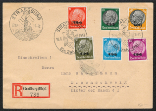 1941 German Occupation Alsace Registered cover with Special Postmark Strassburg (1)