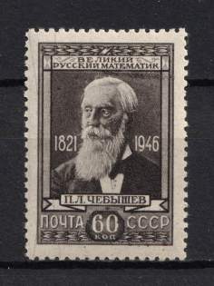 1946 60k 125th Anniversary of the Birth of Chebyshev, Soviet Union USSR (Stroke over Head, Print Error, MNH)