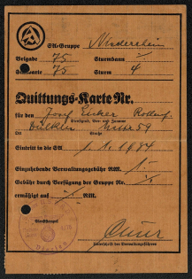 1938 Storm Division receipt card