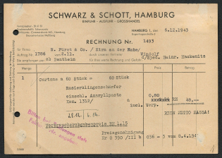 1943 Bill. Schwarz and Schott company.