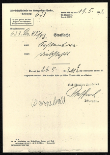 1943 Criminal Case Summons