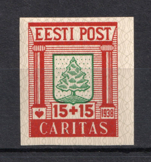 1938 15S+15S Estonia (PROBE, Proof, Stamp by Sc. B37, Imperforated)