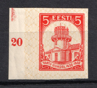 1932 5S Estonia (PROBE, Proof, Stamp by Sc. 108, Imperforated, MNH)