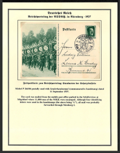 1937 Reich party rally of the NSDAP in Nuremberg. 9 used postcard Special postmark date 11.9.1937