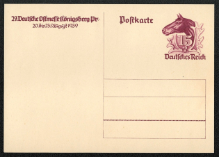 1939 Commemorative postal card (Michel P 281) issued for the 27lh Annual German Eastfair held in Konigsberg