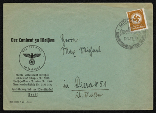 1941 Official mailing franked with Scott 080 from District Magistrate of Meissen on 15 Septembe