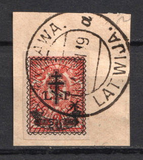 1919 20k on 3k Russia West Army, Russia Civil War (JELGAVA LATVIA Postmark)