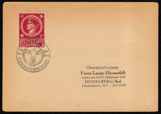 1944 Cover franked with Sc B27I. Postmarked in Wien on 20 April