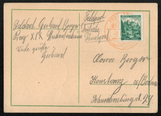 1940 Postcard sent through the Official German Field Post. Franked with Mi 39. Mailed from Prag