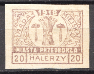 1918 Przedborz Poland Civil War 20 H (Probe, Proof)