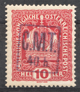 1919 Romanian Occupation of Kolomyia CMT 40 h on 10 H (Violet Ovp)