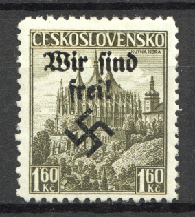 1938 Germany Occupation of Rumburg Sudetenland 1.60 Kc (Signed)