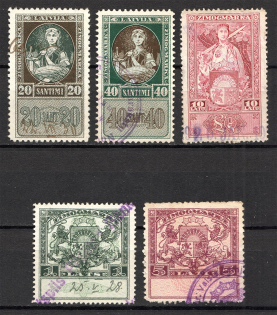 Latvia Baltic Fiscal Revenue Group of Stamps (Canceled)