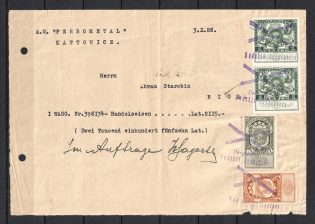 1928 Latvia Riga `Ferometal` in Katowice, Cheque Document