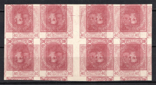 1920 40Г Ukrainian Peoples Republic Ukraine (TWO Sides MULTIPLY Printing, Print Error, Gutter-Block, MNH)