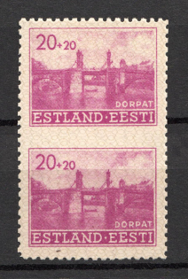1941 20pf Occupation of Estonia, Germany (MISSED Perforation, Print Error, Pair, CV $110, MNH)
