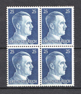 1941 25Pf Third Reich, Germany (Nevus on the Forehead, Print Error, Block of Four, MNH)