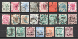 Hong Kong India, British Colonies (Group of Stamps, Canceled)