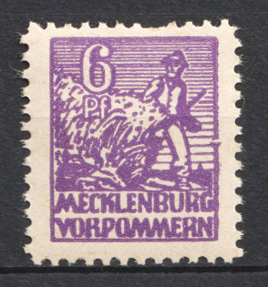 1946 6pf Soviet Russian Zone of Occupation, Germany (BROKEN Frame, Print Error, MNH)