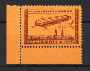 1913 Liegnitz Zeppelin Special Flights, Germany (Brown, Corner Margins, MNH)