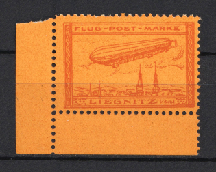 1913 Liegnitz Zeppelin Special Flights, Germany (Red, Corner Margins, MNH)
