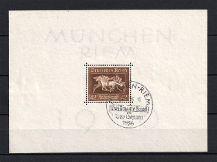 1936 Third Reich, Germany (Souvenir Sheet Mi. 4x, Special Commemorative Cancellation MUNICH, CV $20)