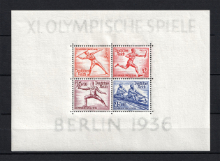 1936 Third Reich, Germany (Souvenir Sheet Mi. 6, CV $70)
