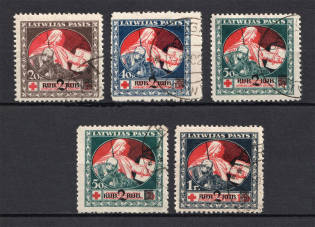 1921 Latvia (BWON-GREEN Banknotes, Full Set, Canceled, CV $20)