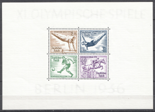 1936 German Reich Olympic Games Block Sheet (CV $140, MNH)