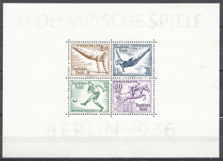 1936 German Reich Olympic Games Block Sheet (CV $140, MNH)