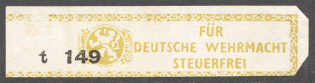 Germany for Wehrmacht Nazi Tax Free Non-Postal