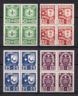 1937 Estonia (Mi. 127-130, Blocks of Four, Full Set, CV $310, MNH)