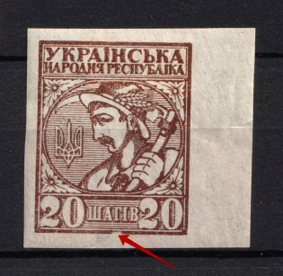 1918 20ш UNR Ukraine (BROKEN Frame, Print Error)