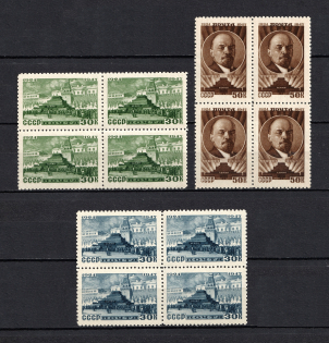 1947 23rd Anniversary of the Lenins Death, Soviet Union USSR (Blocks of Four, Full Set, MNH)