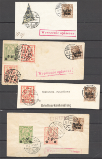 1916 Warsaw Poland German Occupation Parts of Covers