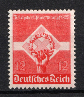 1935 12Pf Third Reich, Germany (Mi. 572y, Signed, CV $200, MNH)
