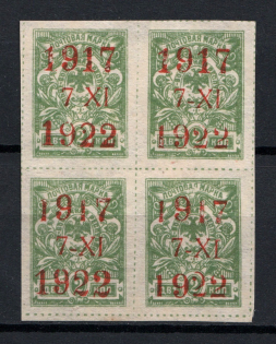 1922 2k Far East Republic, Vladivostok, Russia Civil War (Block of Four, Position 19+20+24+25, Signed, CV $140)