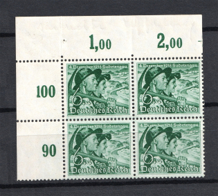 1938 6pf Third Reich, Germany (Vertical Gum, Corner Margins, Block of Four, CV $80, MLH/MNH)
