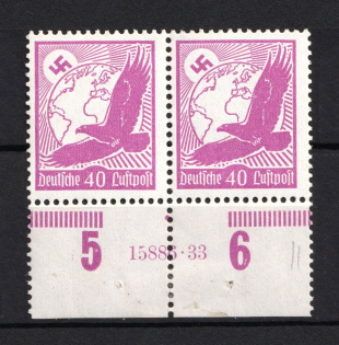 1934 40pf Third Reich, Germany Airmail (Control Number, Pair, CV $180)