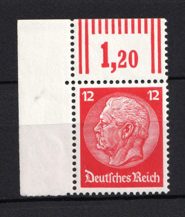 1932 12pf Third Reich, Germany (Control Number, Corner Margins, Signed, CV $60, MNH)