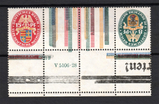 1928 Third Reich, Germany (Gutter Se-tenant Tete-beche, Control Number, Mi. Kz 10 HAN, Signed, CV $320, MNH)