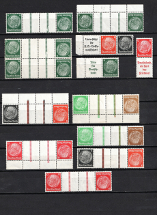 1936-37 Third Reich, Germany Collection (2 Pages, Coupon, Tete-beche, Se-tenant, CV $350, MNH/MH)
