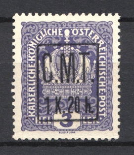1919 1.20k/3h Romanian Occupation of Kolomyia CMT (Black Overprint)