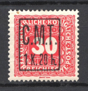 1919 1.20k/30h Romanian Occupation of Kolomyia CMT (Black Overprint)